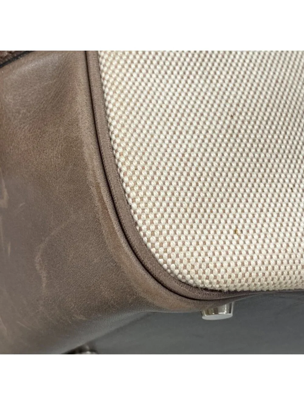 Hermes Tote Plume 32 Toile Ash Havana Silver